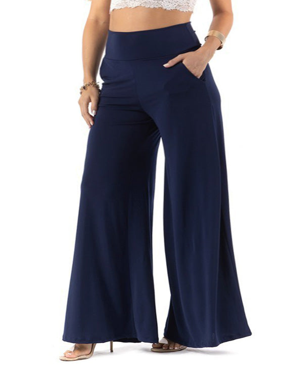 Zara Plus Size Wide Leg Pant in Navy, plus size pants, detail view