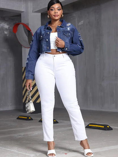 Xiomara Plus Size Crop Jean Jacket