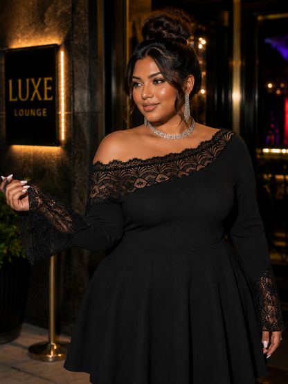 Amara One Shoulder Plus Size Mini Dress
