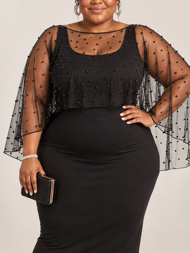 Sheer Beaded Overlay Top