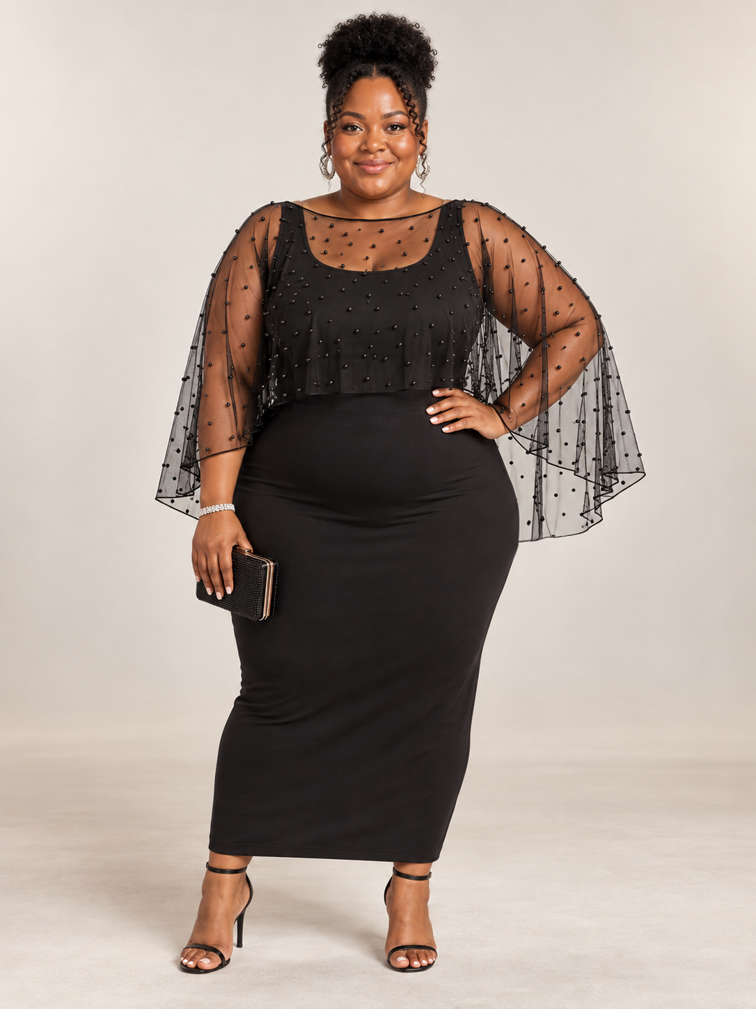 Sheer Beaded Overlay Top
