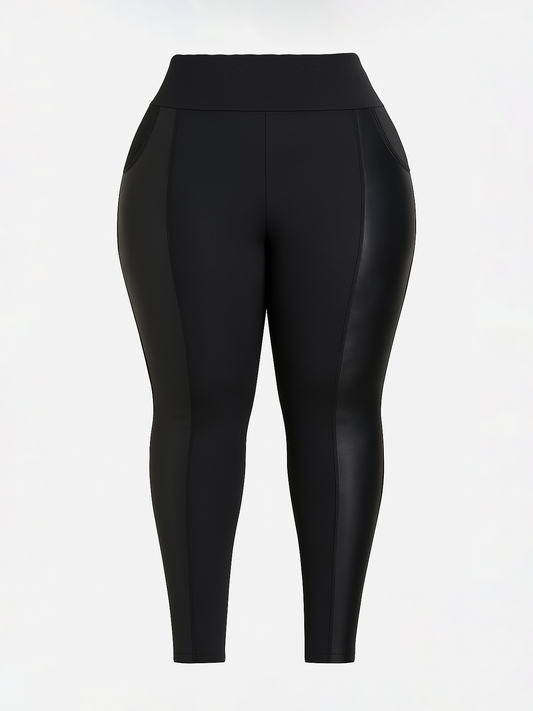 Mirabel Patch Faux Leather Plus Size Leggings