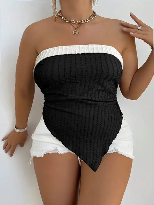 Pauline Plus Size Asymmetrical Tube Top