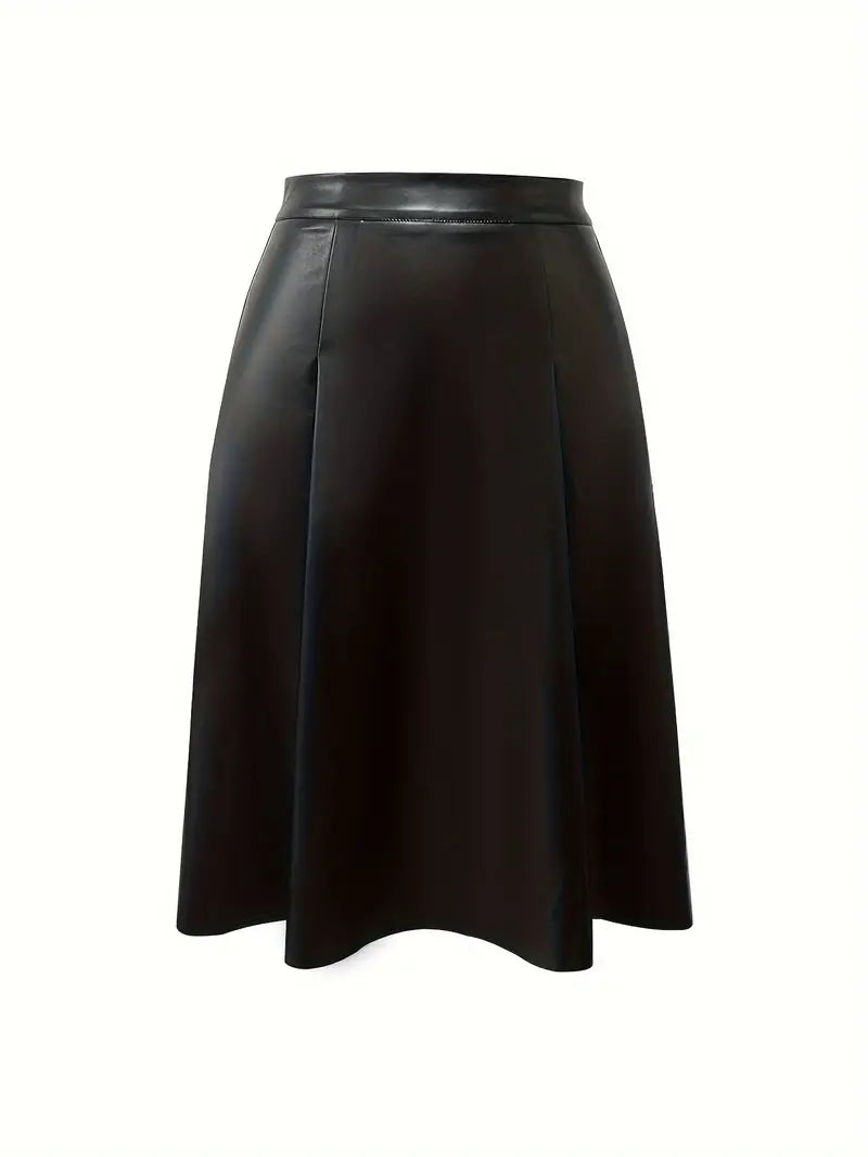 Ivanna Plus Size Faux Leather Circle Skirt