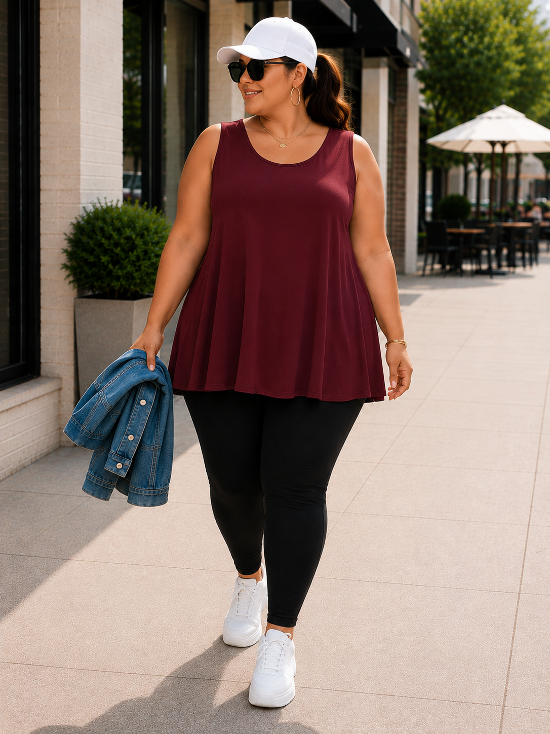 Gloria Swing Plus Size Tank Top in Cranberry