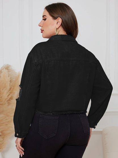 Abby Plus Size Distressed Denim Jacket