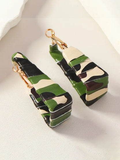 Camo Print Wrapped Door Knocker Earrings