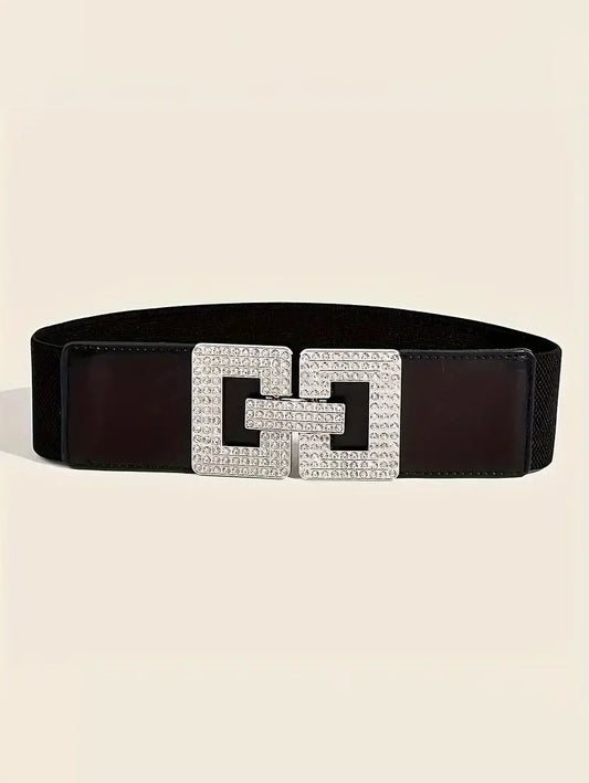 Plus Size Elastic Wide Belt with G Clasp