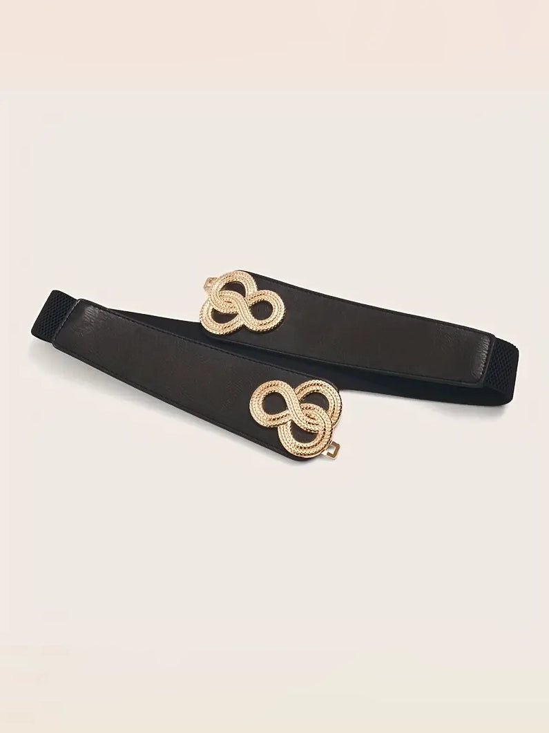 Plus Size Elastic Wide Belt with Gold Clasp