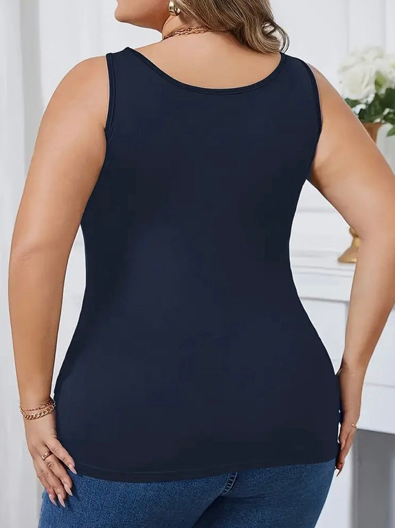 Amellia Perfect Plus Size Tank by Run Free by Vee in Navy, plus size tank top, alternate view