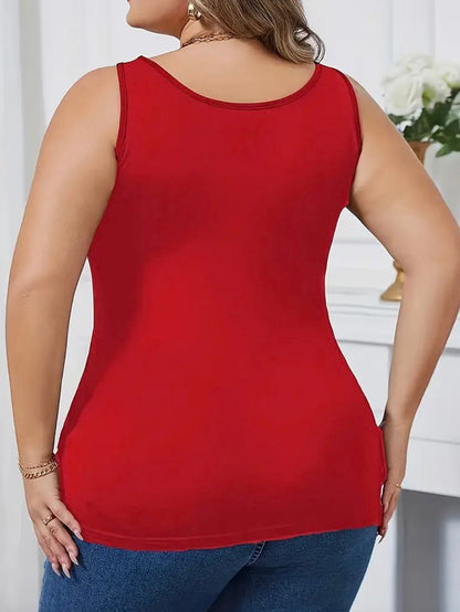 Amellia Perfect Plus Size Tank Top by Run Free by Vee in Red, plus size tank top, alternate view