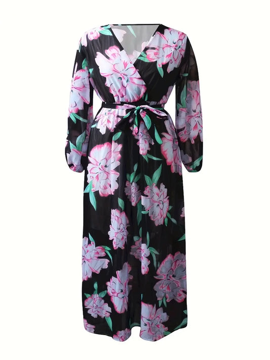 Arianna Floral Print Plus-Size Dress