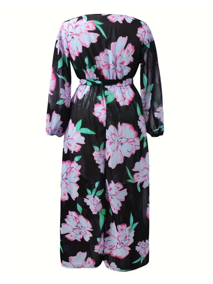 Arianna Floral Print Plus-Size Dress