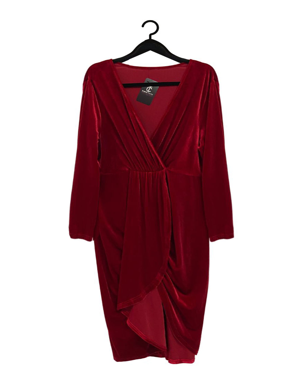 Aurora Plus Size Velvet Party Dress in Deep Red