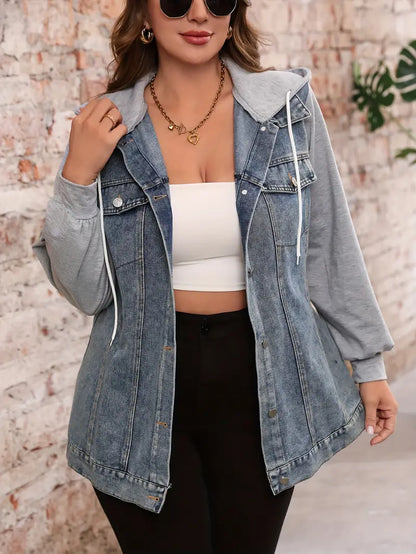 Aurora Hooded Plus Size Denim Jacket
