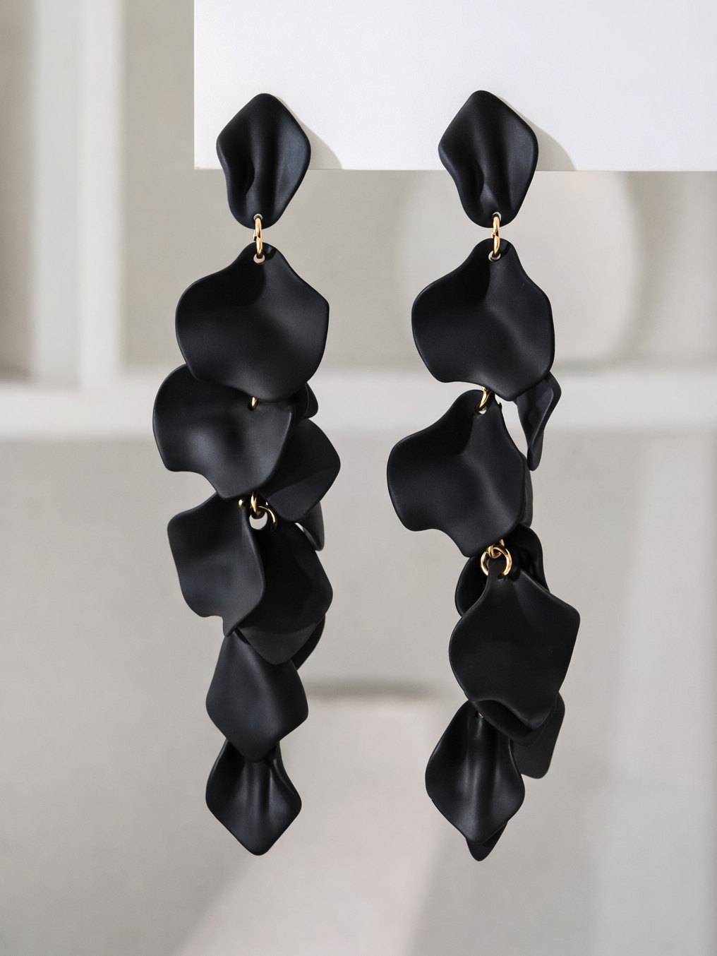Exaggerated Long Petal Tassel Earrings, earrings, front view