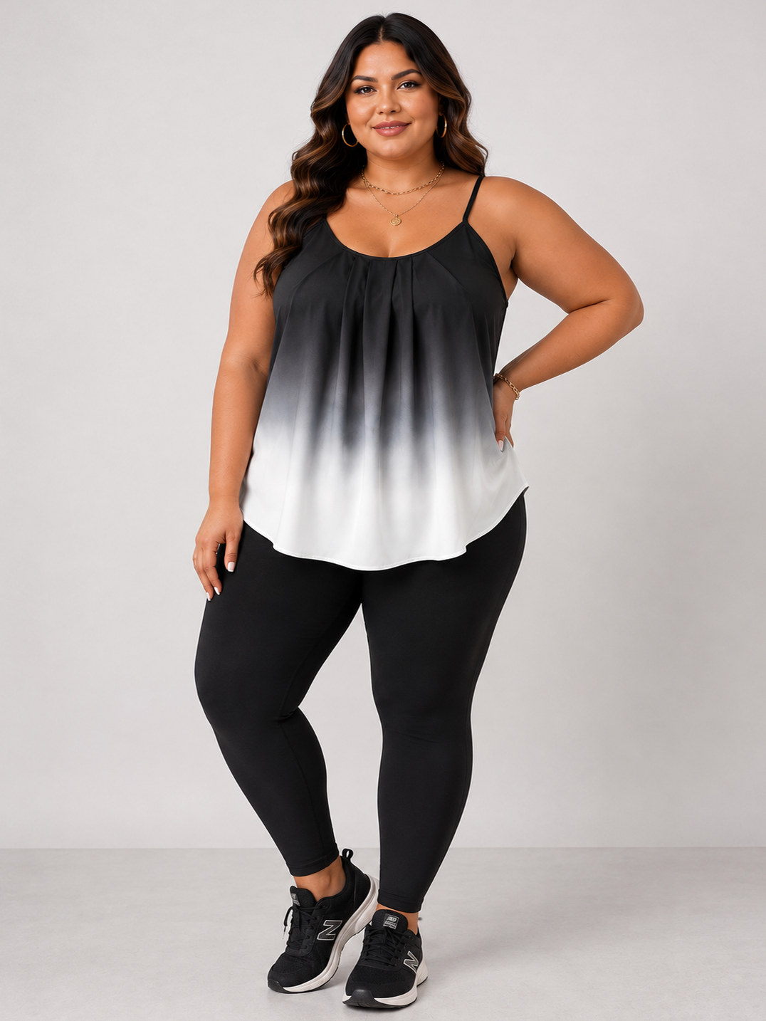 Scoop Neck Plus Size Tank in Ombré