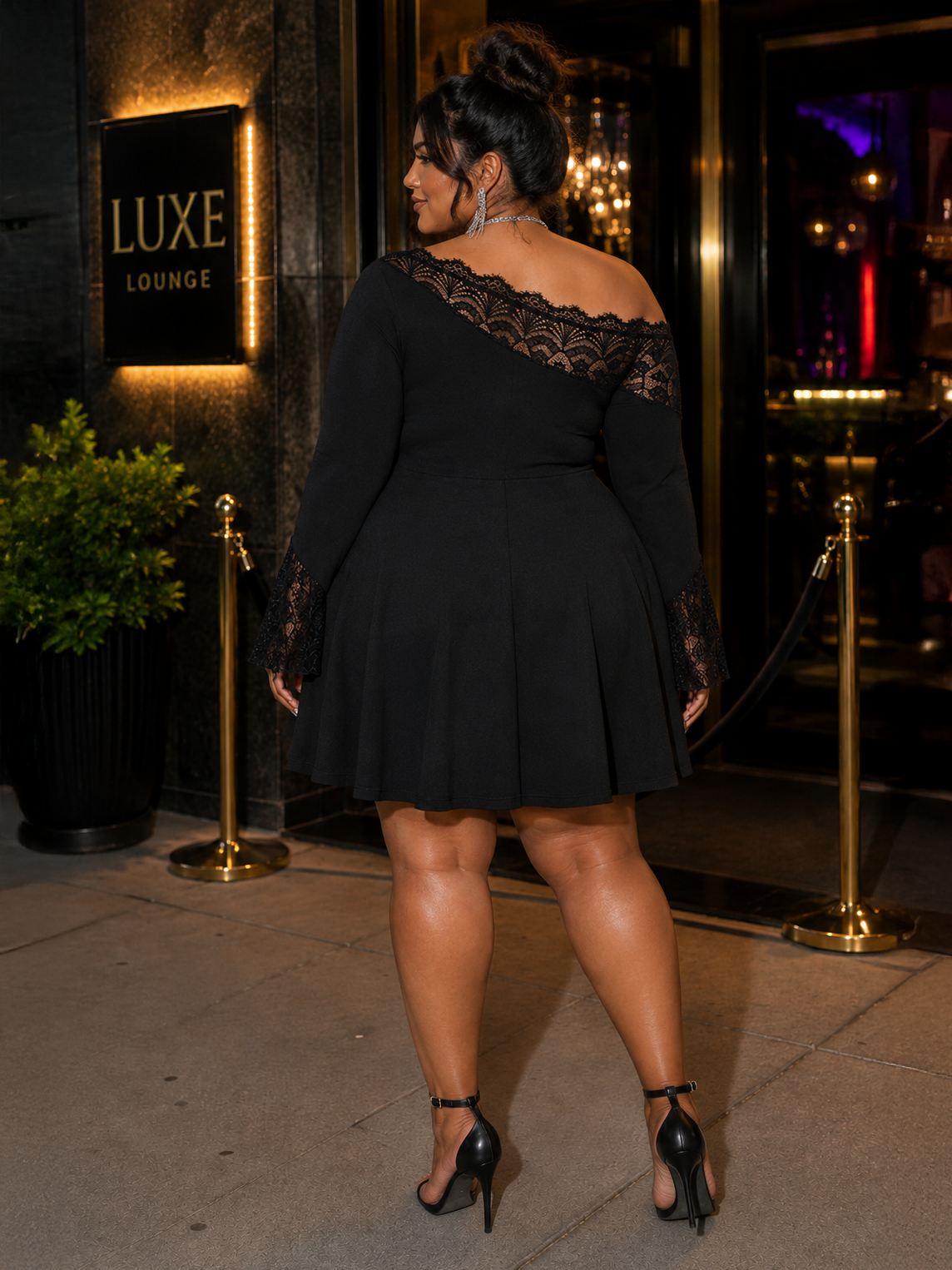 Amara One Shoulder Plus Size Mini Dress