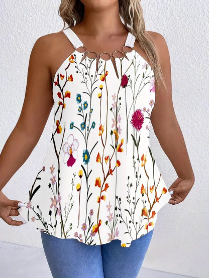 Vienna Plus Size Halter Top in Floral Print