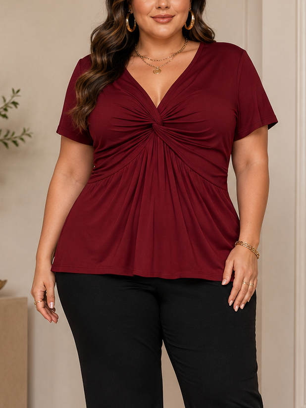 Tammy Twist Front Plus Size Top