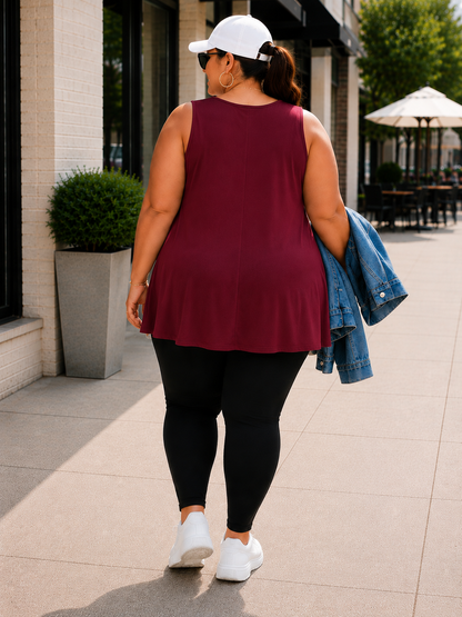 Gloria Swing Plus Size Tank Top in Cranberry