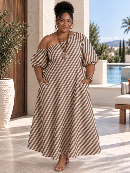 Bohemian One Shoulder Plus Size Dress