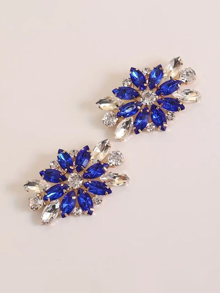 Blue and Clear Rhinestone Shoe Clips