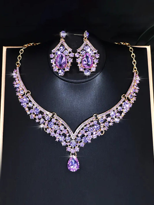 Vintage Inspired Purple Necklace Set