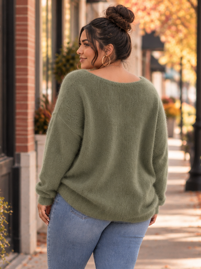 Susana V-Neck Plus Size Sweater