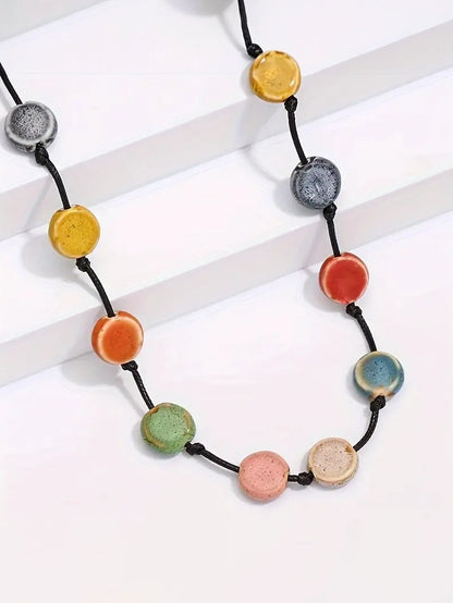 Colourful Ceramic Beads Long Necklace