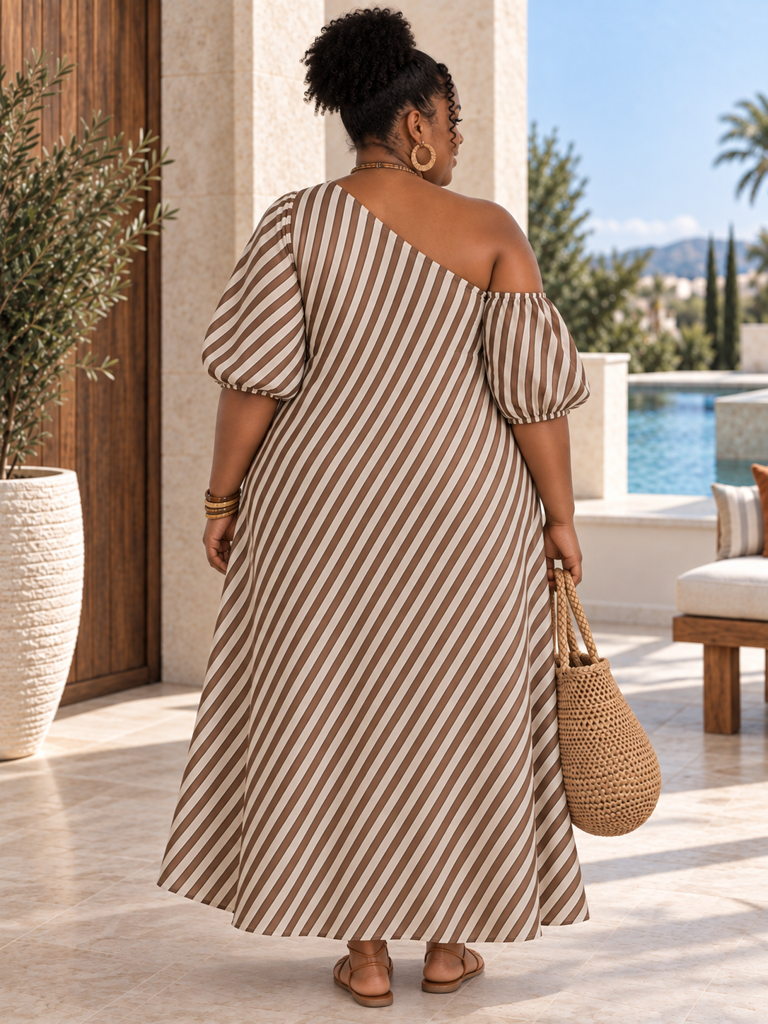 Bohemian One Shoulder Plus Size Dress