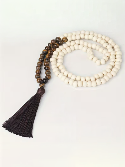 Beaded Tassle Necklace, necklace, front view
