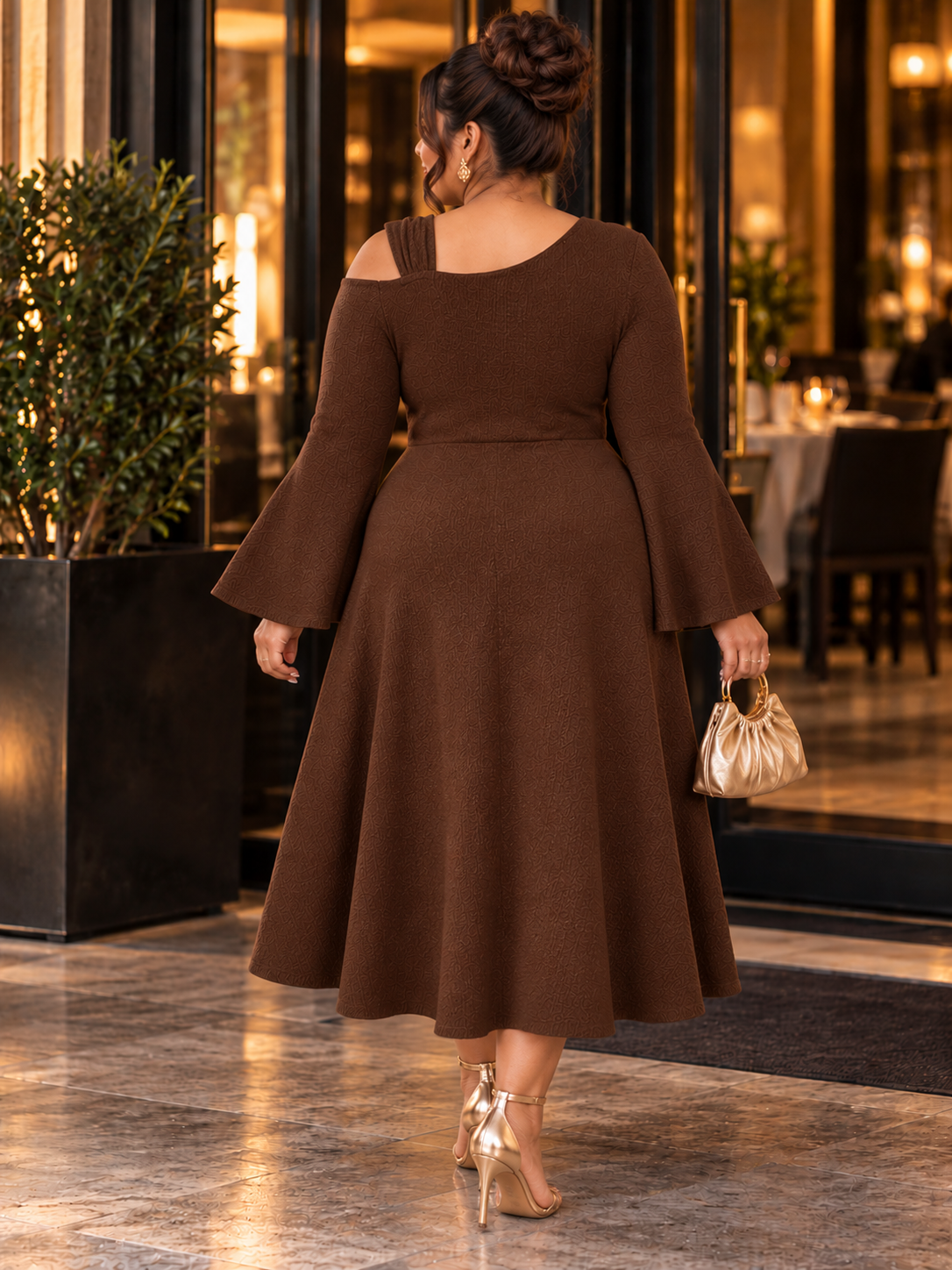 Mocha Belle Assymetrical Plus Size Dress