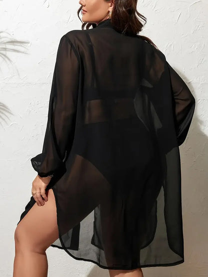 Silvia Plus Size Sheer Tunic Cover Up