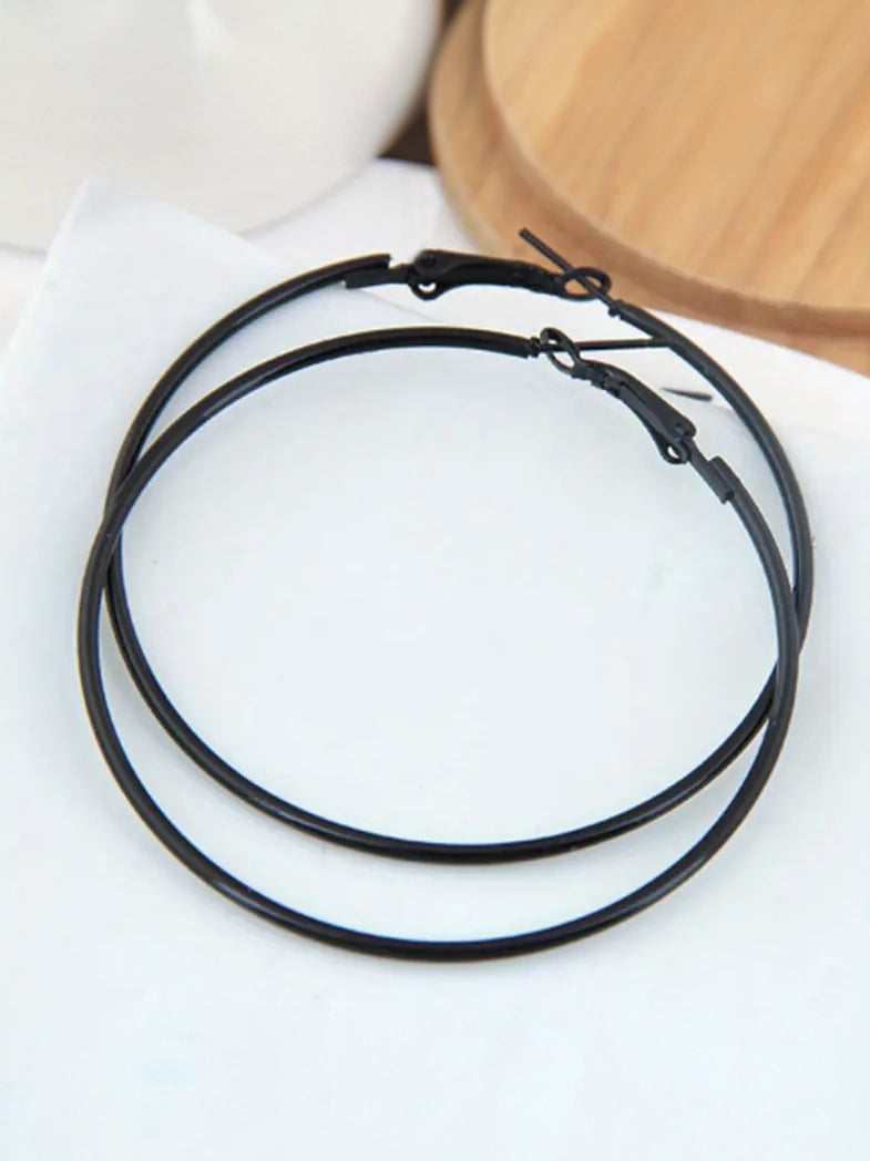 Simple Black Hoop Earrings