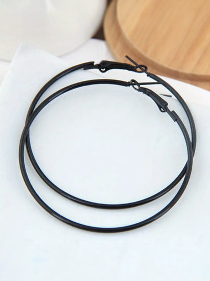 Simple Black Hoop Earrings