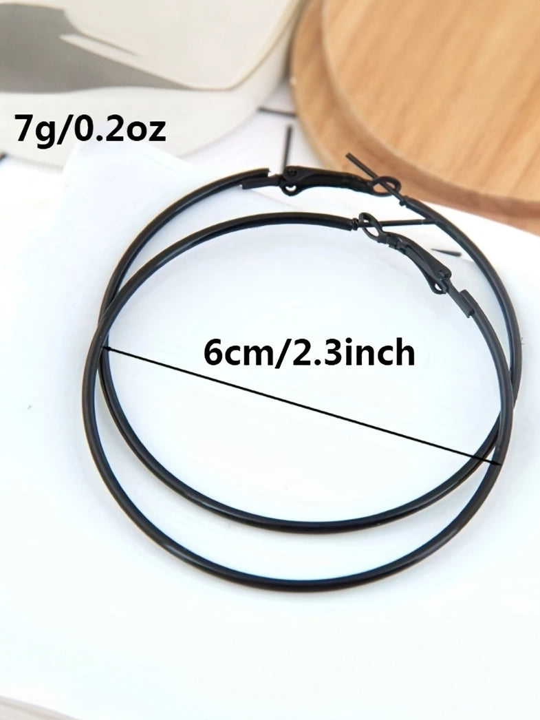 Simple Black Hoop Earrings