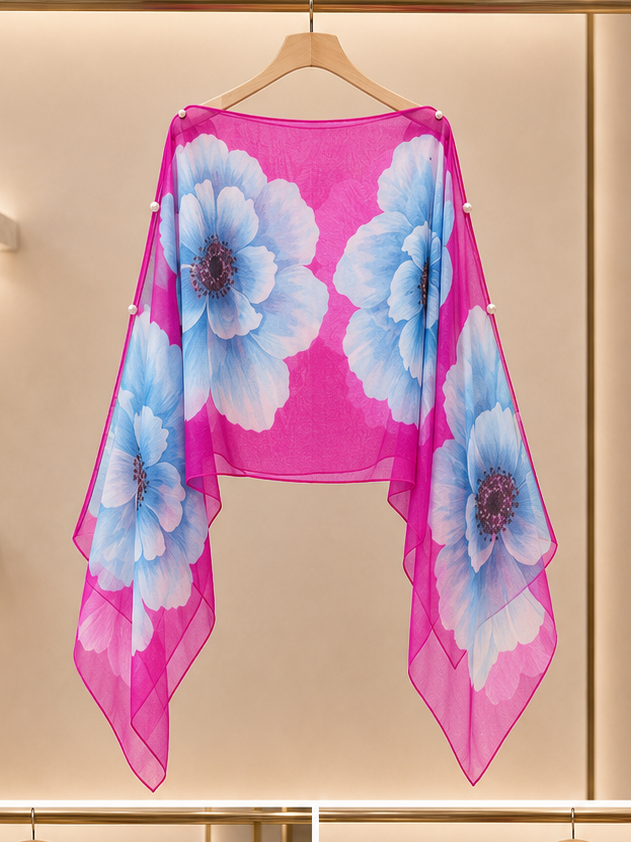 Bloom Floral Overlay Top in Pink and Baby Blue