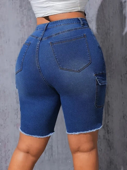 Blythe Plus Size Bermuda Cargo Denim Shorts