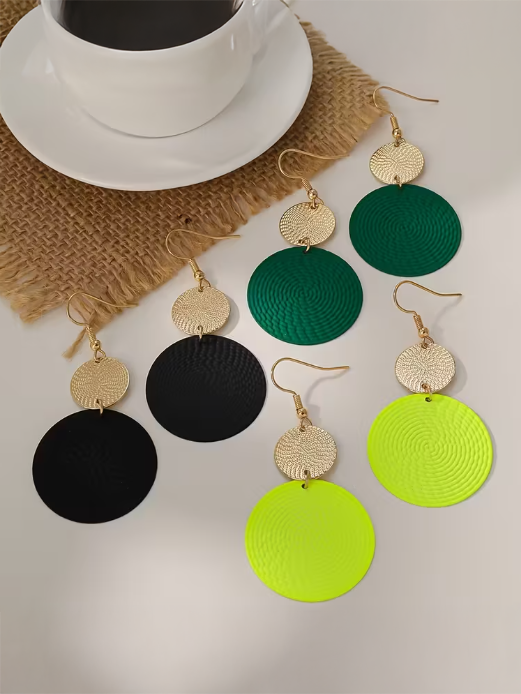 Bold Drop Circle Earrings, earrings, front view