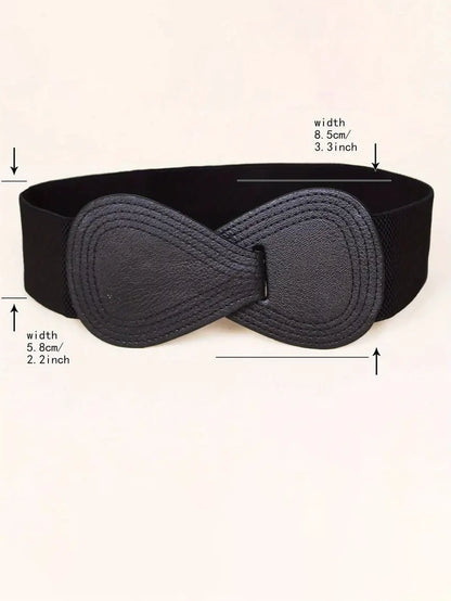 Bow Shaped Elastic Plus Size Belt in Black, belt, alternate view