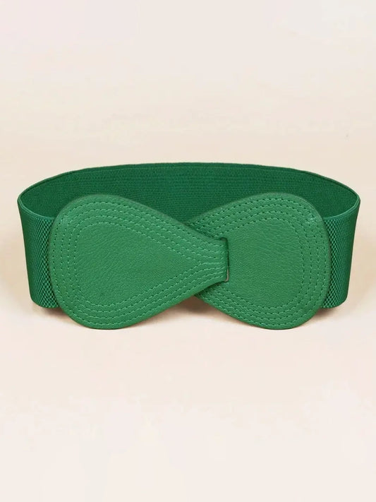 Bow Shaped Elastic Plus Size Belt in Green, belt, front view