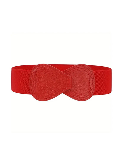 Bow Shaped Elastic Plus Size Belt in Red, belt, front view
