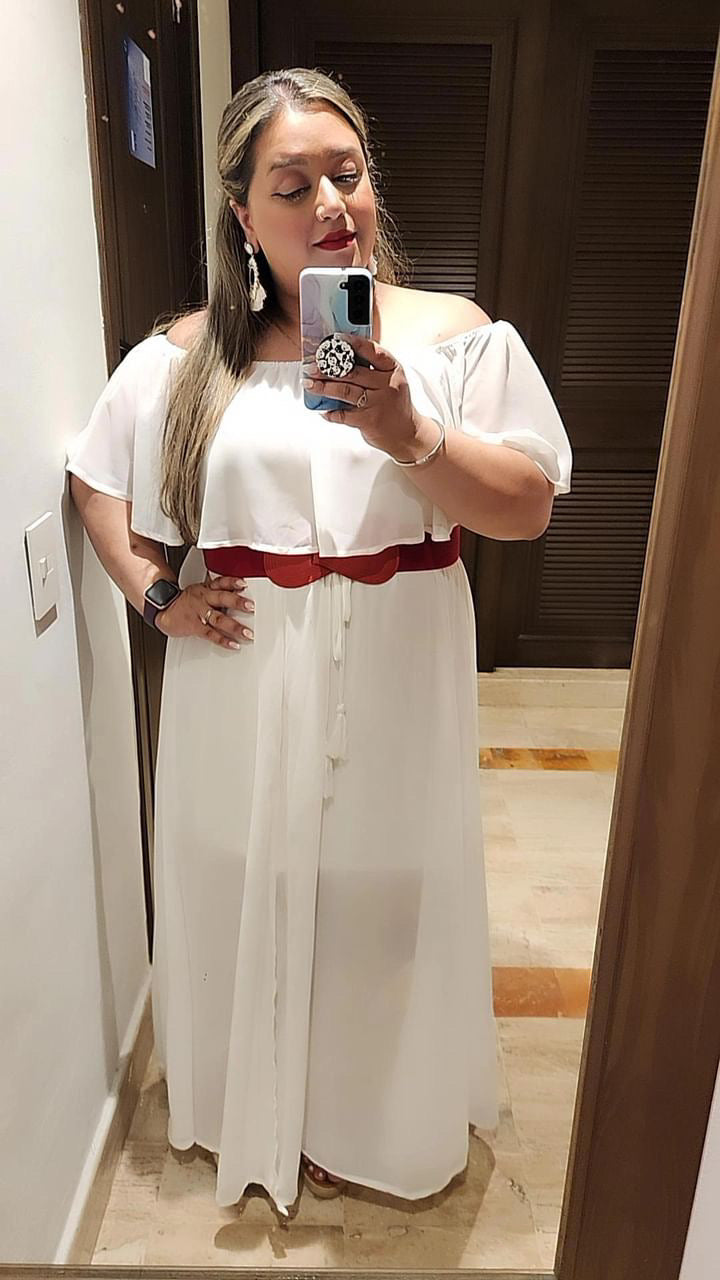 Bow Shaped Elastic Plus Size Belt in Red, belt, alternate view