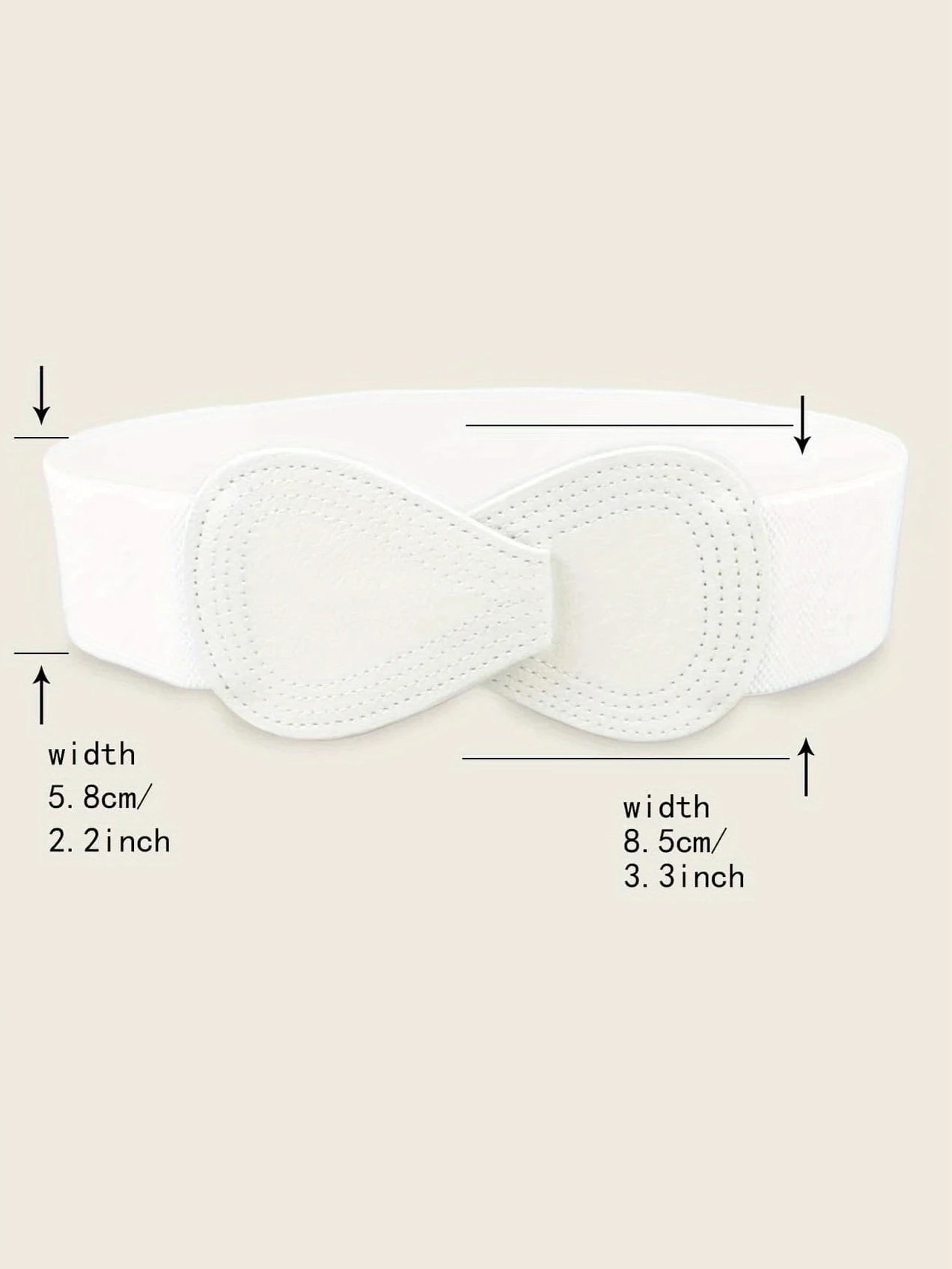 Bow Shaped Elastic Plus Size Belt in White, belt, alternate view