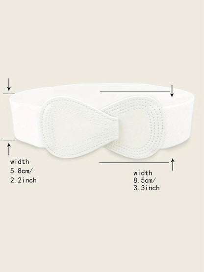 Bow Shaped Elastic Plus Size Belt in White, belt, alternate view