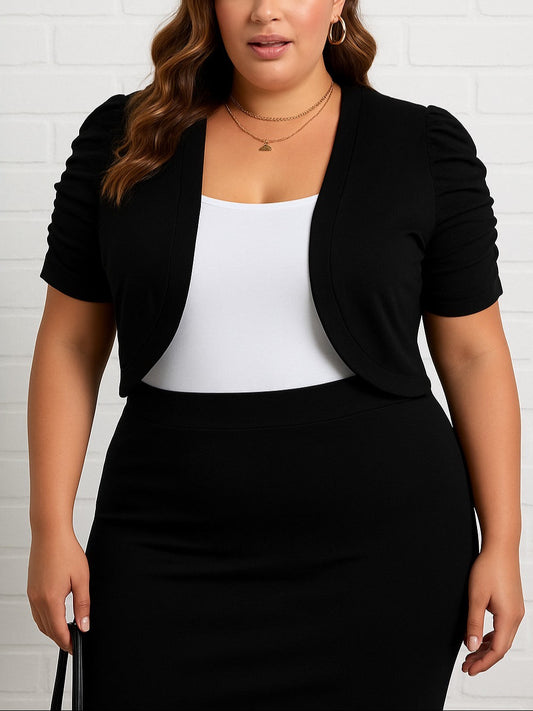 Nala Plus Size Cropped Bolero in Black