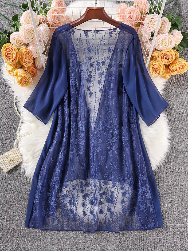 Cyze Plus Size Tropical Sheer Kimono