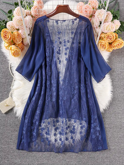 Cyze Plus Size Tropical Sheer Kimono