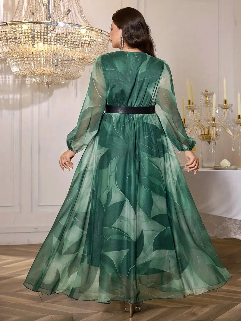 Carmen Emerald Printed Plus Size Dress